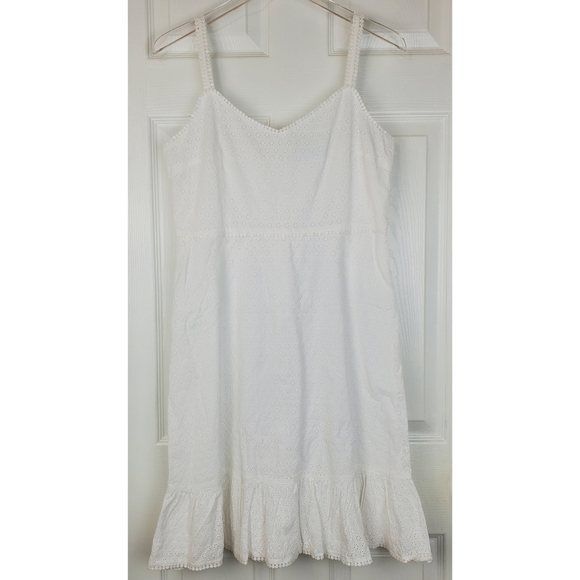 NWT Draper James eyelet flounce ruffle hem strappy spring summer dress white - Picture 4 of 15